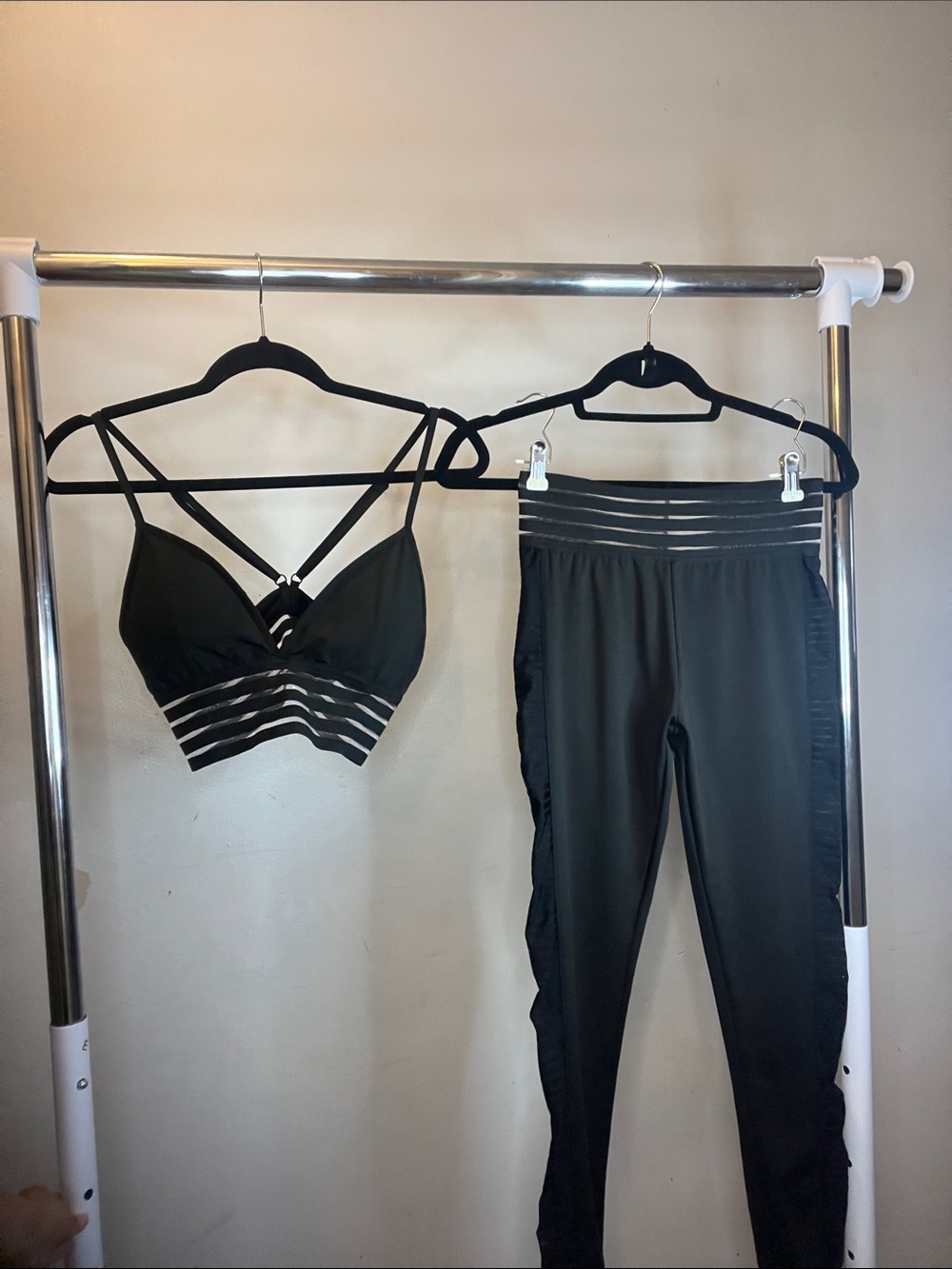 Black Crop Top & Mesh Leggings - 2 Pc Set